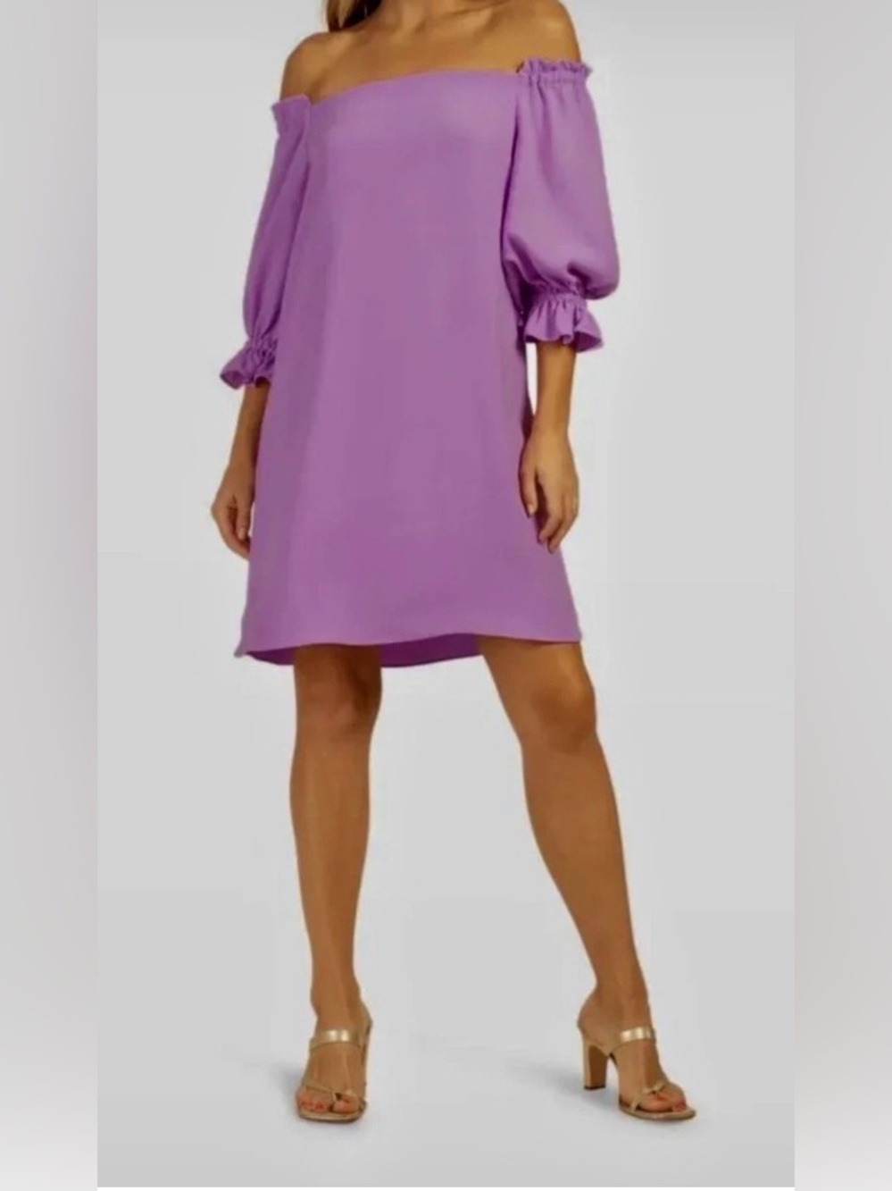 Trina Turk Equinox Dress // Sugarberry Purple Crepe Ruffle Sleeve Boho Mini